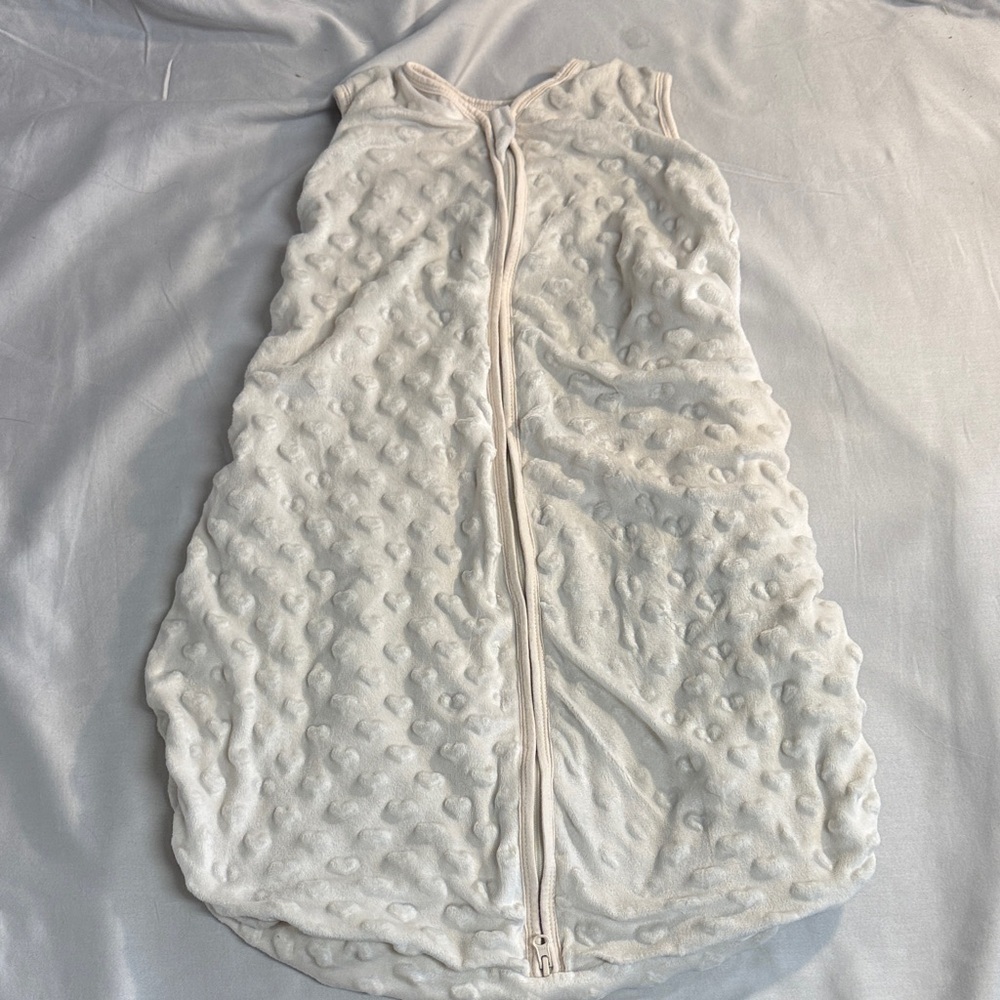 Soft White Minky Baby Sleep Sack - Gentle Zip-Front